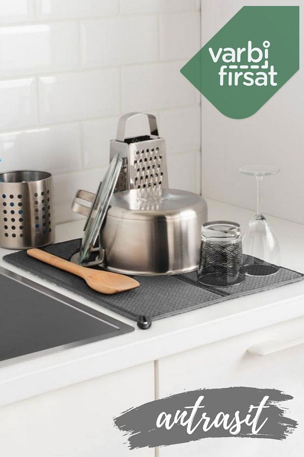 Varbif rsat Dish Drying Mat Drying Cloth Drying Mat Countertop Anthracite Trendyol