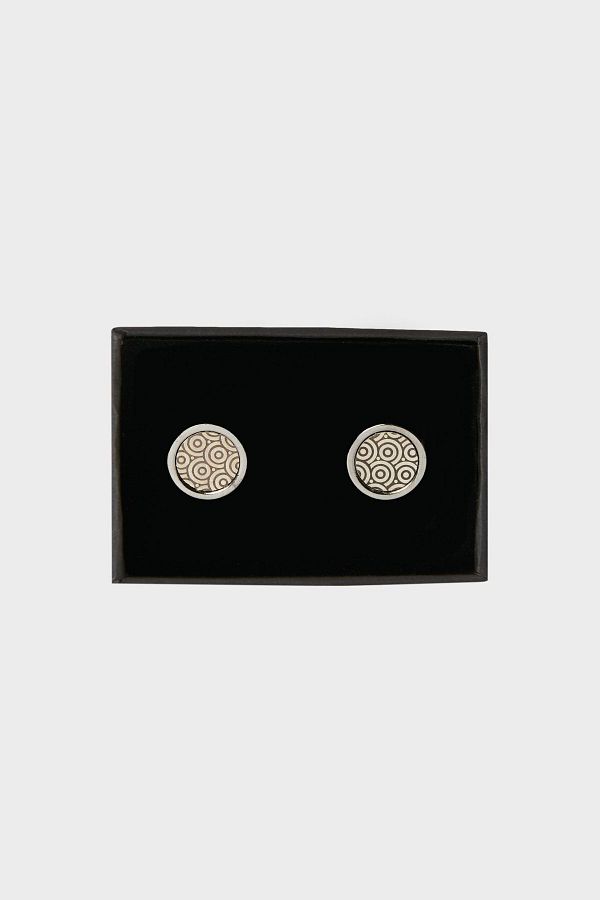 ALTINYILDIZ CLASSICS-Manschettenknöpfe aus anthrazitfarbenem Metall für Herren in Geschenkbox 1