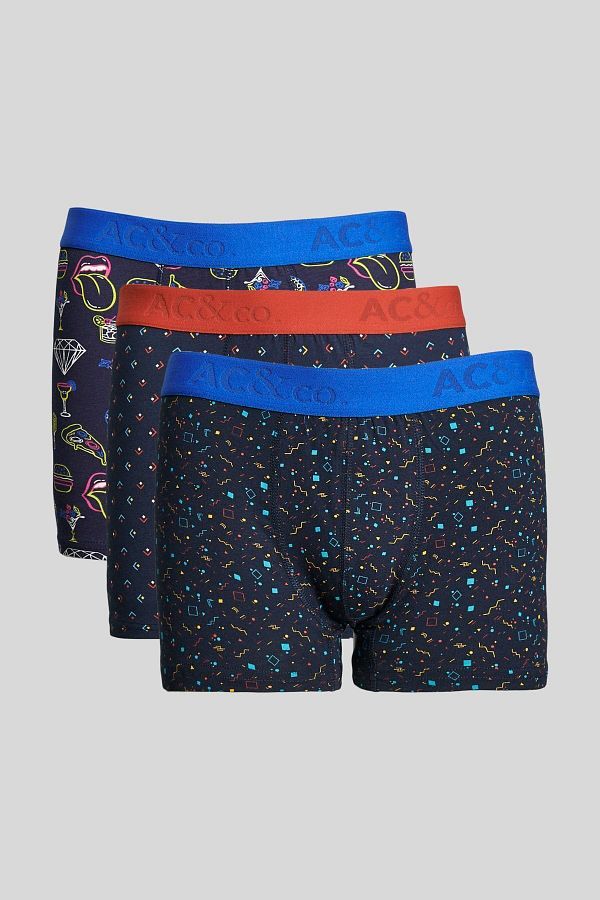 AC&Co / Altınyıldız Classics-Ανδρικό Premium βαμβακερό Navy Blue-saks Blue 3 τεμαχίων εύκαμπτο πακέτο μπόξερ 1