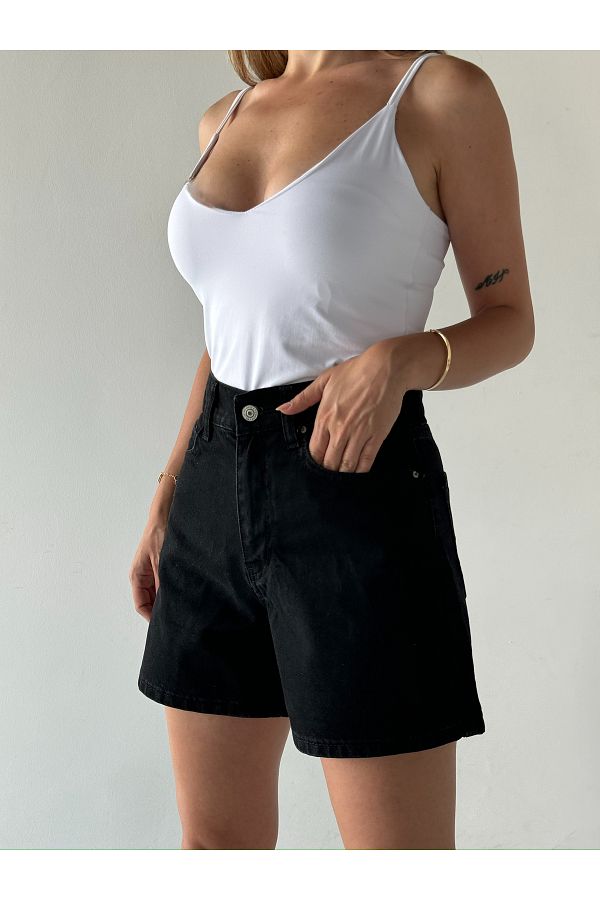 Mom jean shorts black new arrivals