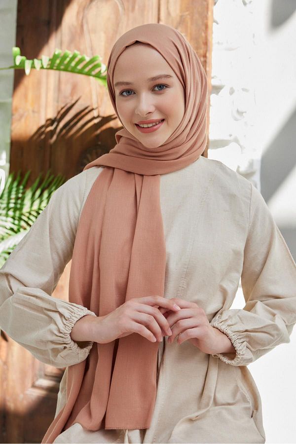alland Organic Cotton Voile Shawl Nude Trendyol