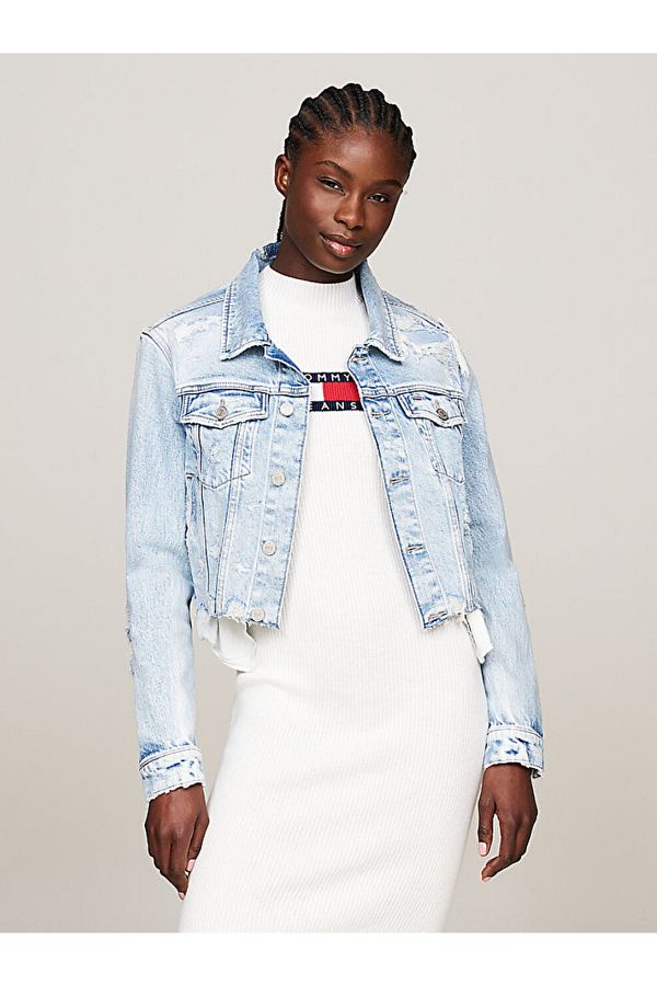 Tommy Hilfiger Slim Fit Distressed Denim Jacket Cut Off Style Trendyol