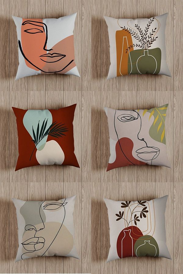 BY Fatih Concept Double Sided Printed Special Design Decorative Throw Pillow Cover Set of 6 Trendyol