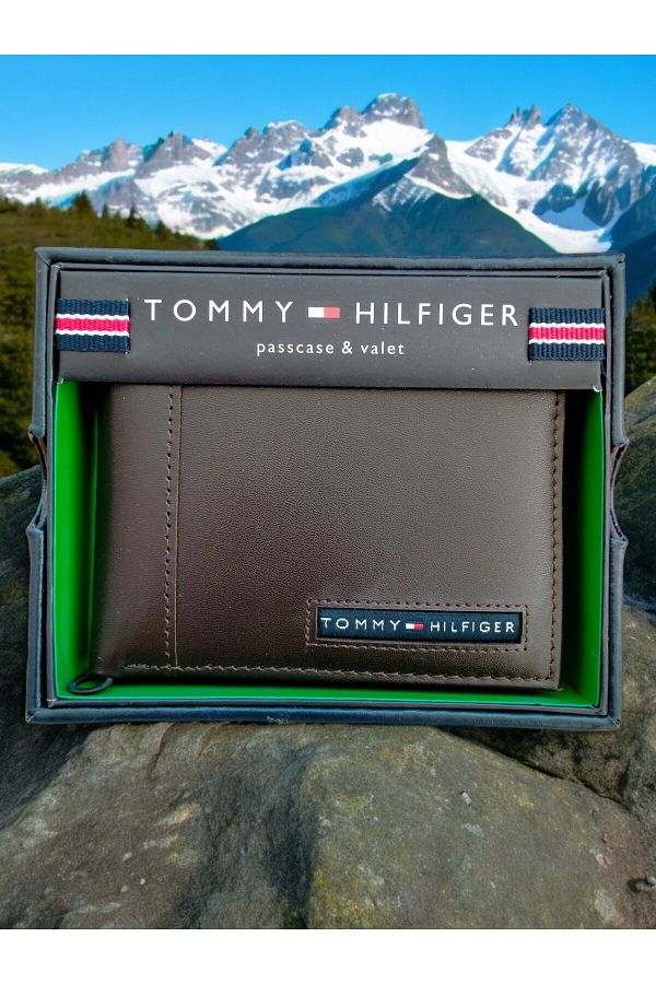 Genuine leather tommy hilfiger wallet deals