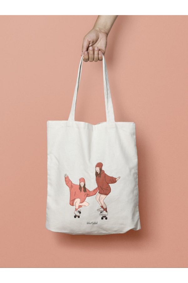 Bikutumutluluk Happy Girls Boho Colors Best Friend Cloth Bag