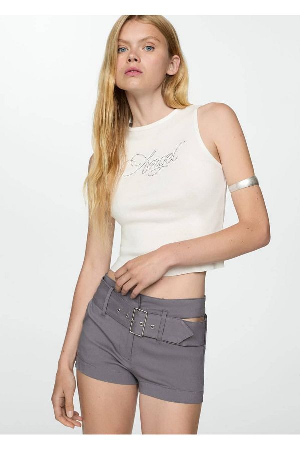 MANGO Woman-Asymmetrical Belted Shorts 1