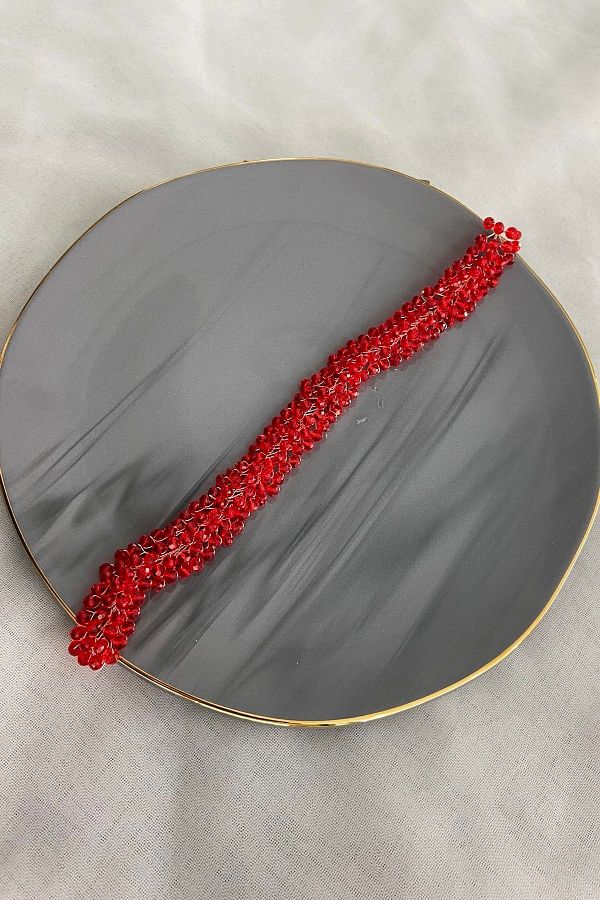 SimgeAksesuar-Full Handmade Red Crystal Stone Stylish and Elegant Engagement Henna and Bindall Crown and Hair Accessory 1