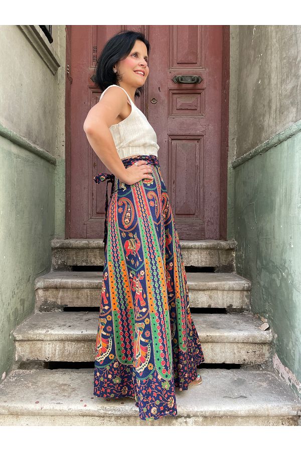 Bohoyasam Nepal Ethnic Patterned Tied Plus Size Maternity Matching Festival Skirt Long Skirt Trendyol