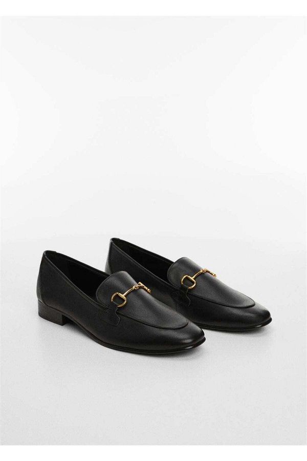 MANGO Woman-Δερμάτινο Loafer - Με Μεταλλική Λεπτομέρεια 1