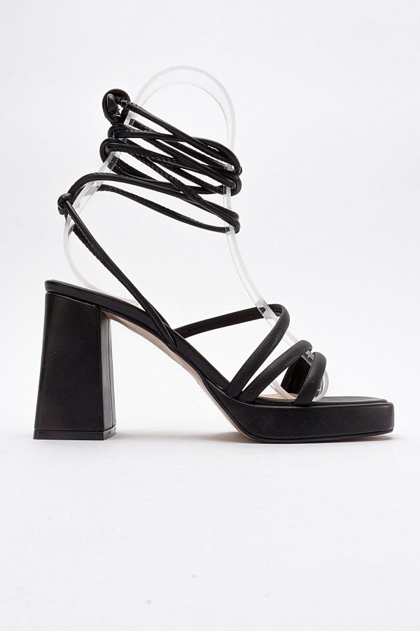 Black heels with strings hotsell