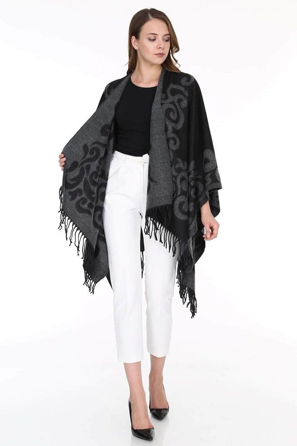 Patiska-Women's Smoked Selma Patterned Poncho 1163357 1