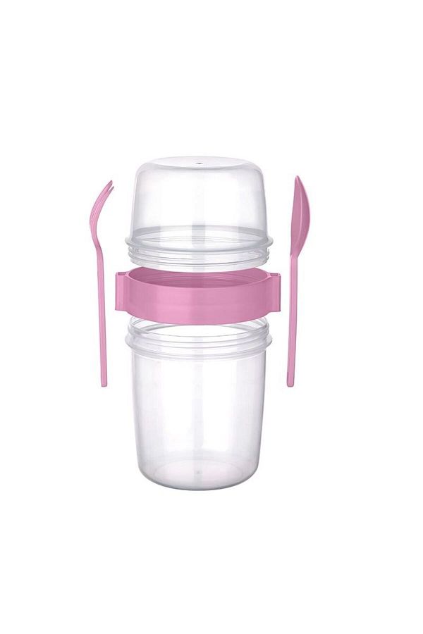 ARMESE-Food and Yogurt Storage Muesli Container - Large Size 1100 ml, Snack, with Spoon and Fork 1