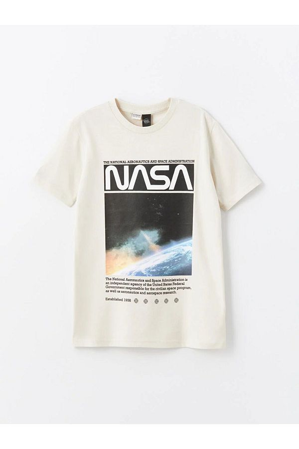 LC Waikiki LCW Kids Crew Neck Nasa Printed Short Sleeve Boys T shirt Trendyol