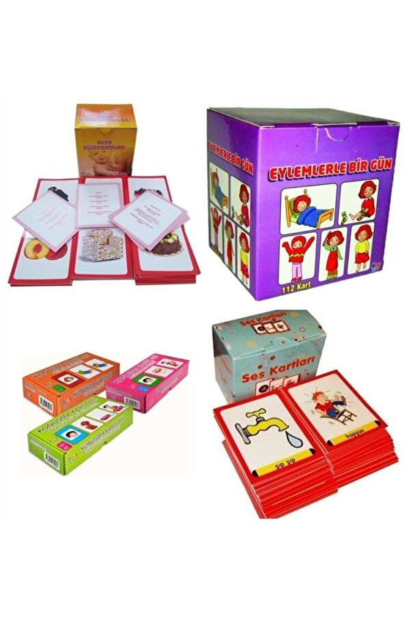 Genel Markalar Eğitim Kartları , Eylemlerle Bir Gün , Konuşma Kartları Ve Ses Kartları - Toplam 6 Set
