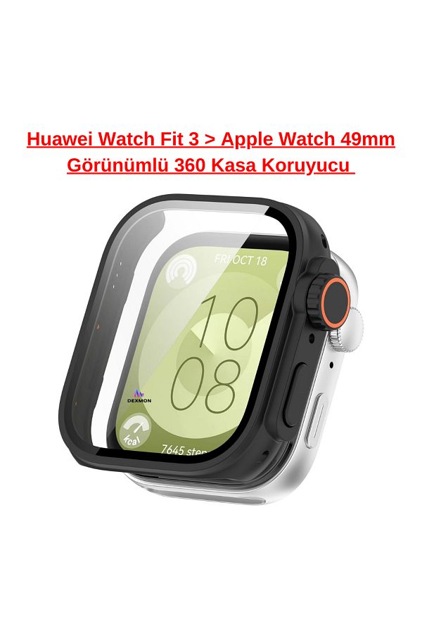 Dexmon Huawei Watch Fit 3 Case Compatible 49mm View 360 Full Protection Screen Trendyol