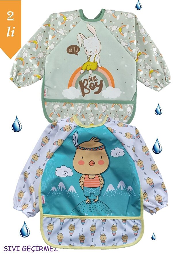 dubi baby 2 Li Tavşan Ve Civciv Desen Bebek Mama Önlüğü 6-24 Ay