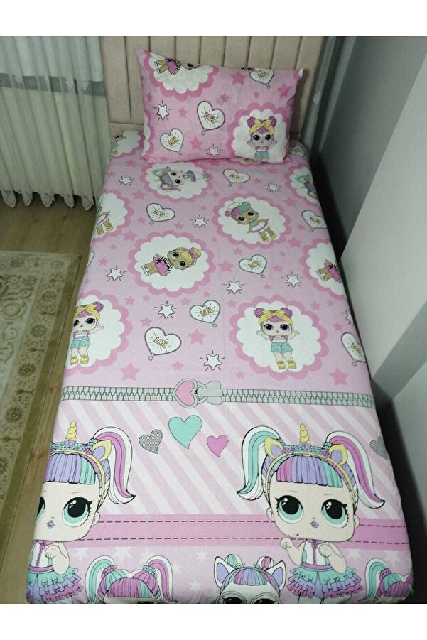 Gasel Home Tek Kişilik Lol Bebek Lastikli Çarşaf + 1 Adet Yastık Kılıfı