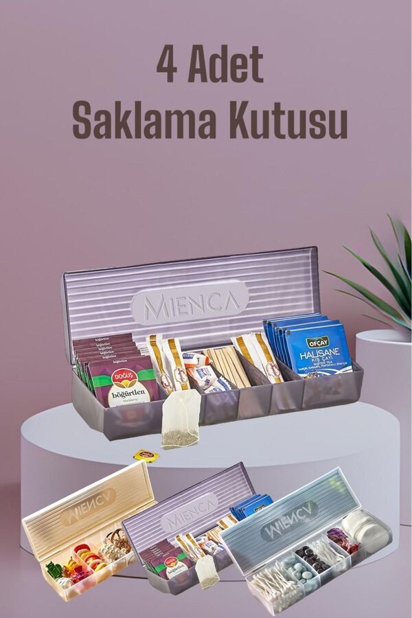 Bayev-4 Pieces Ring - 6 Compartments Herbal Tea Box, Tea Coffee Material Storage Box 1