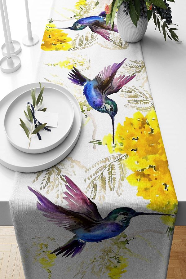 on the clouds-Sarcastic Bird Stain Runner with Non-Resting Fabric - Different Ranir Models for Living Room and Kitchen Table 1