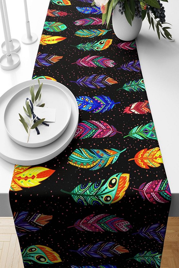 on the clouds-Black Butterfly Patterned Non-Resting Fabric - Living Room and Kitchen Table Different Ranir Models Runner 1