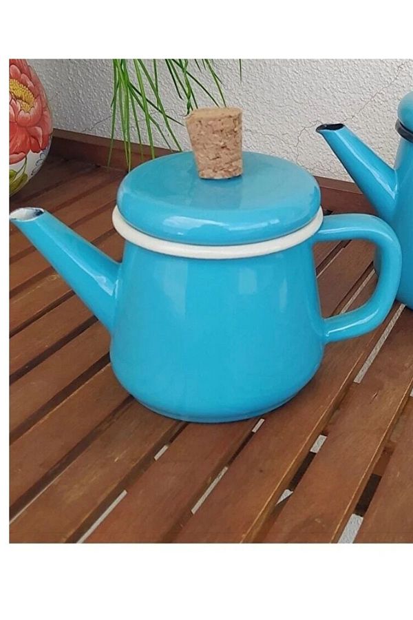Plus Kitchen-Turquoise Retro 850 ml Teapot - Enameled Marbled 1