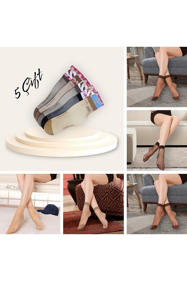 Algitsin O L A-Patternless 5-Piece Socks, Thin 20 Density 1