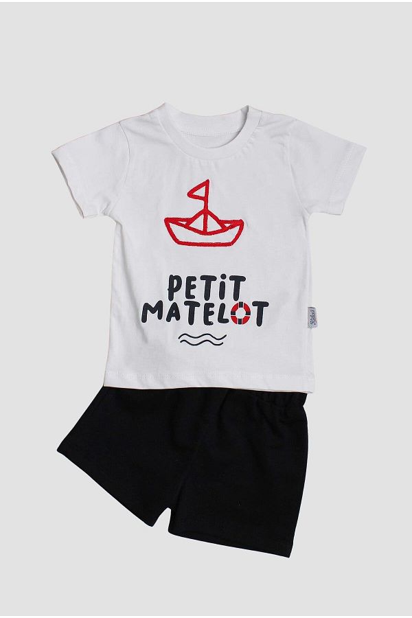 Chicsy Baby Petit Matelot Written Sailing Embroidered 2 Piece T Shirt Set Trendyol