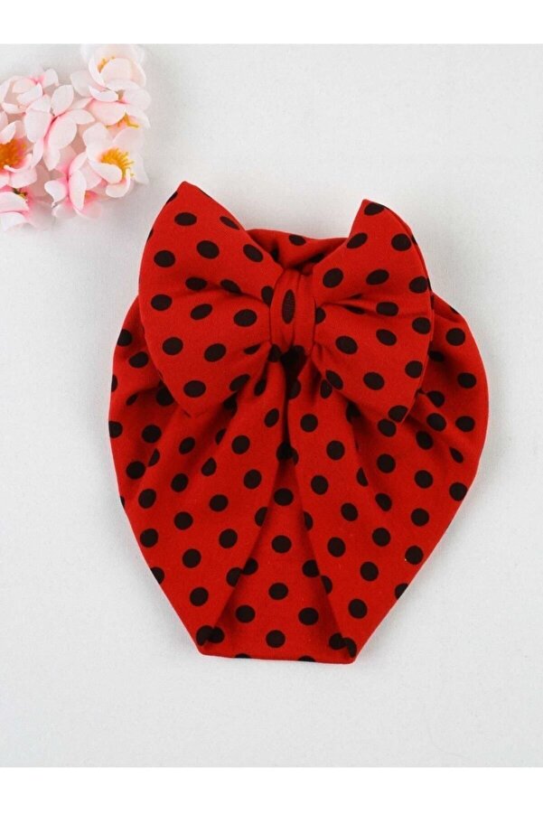ÖZLEM BEBE Fiyonklu Kız Bebek Bone Kırmızı