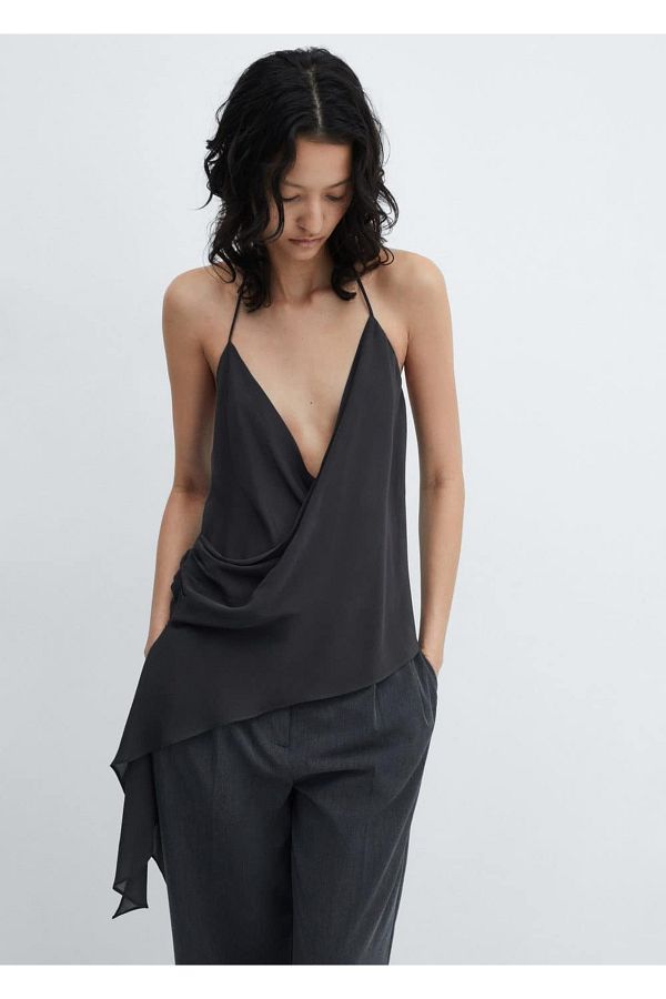 MANGO Woman-Blouse with Open Back Drape 1