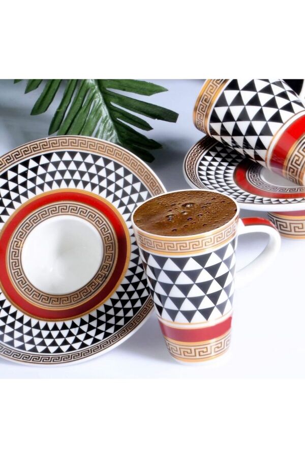 Kosova-6-Person Coffee Cup Set - Thin Insert and Plate with Legs 1