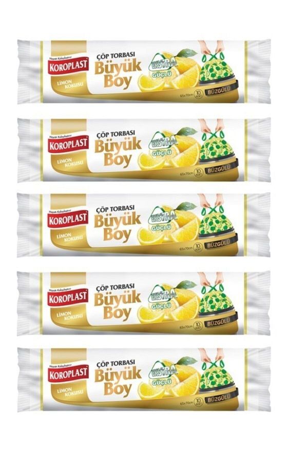 Koroplast-Extra Strong Lemon Drawstring Large Size 10 Pieces Garbage Bags X 5 Pack 1