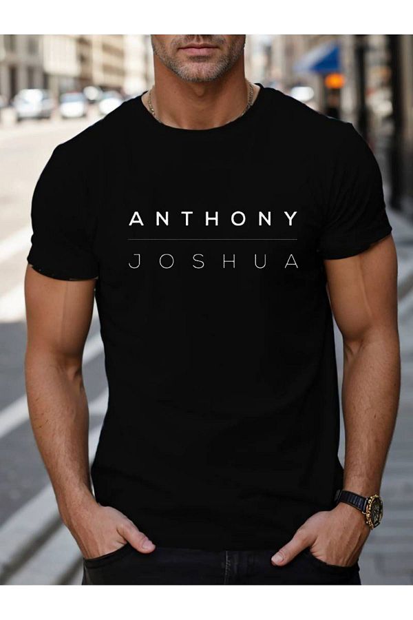 LEIVOR Anthony Joshua Printed Men s Black T shirt Trendyol