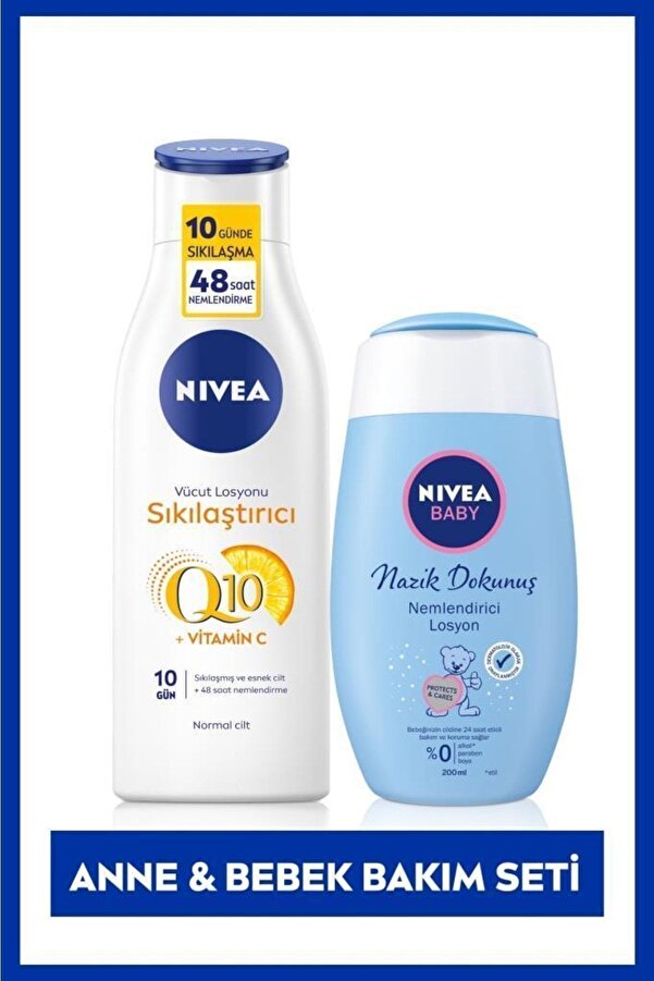 NIVEA Q10 Sıkılaştırıcı Vücut Losyonu 250ml Ve Bebek Nemlendirici Losyon 200ml