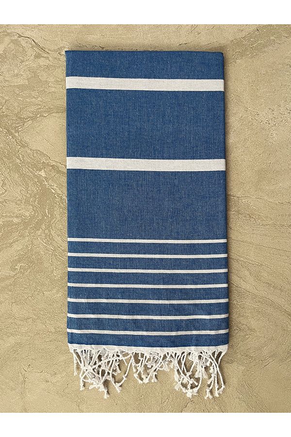 Tuable-Peshtemal tricotat cu azur din bumbac albastru - prosop de plaja 100x75cm 1