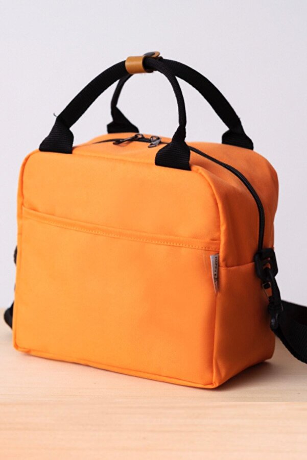Happy Bear Isı Yalıtımlı Su Geçirmez Termal Yemek Taşıma Beslenme Çantası Askılı Turuncu