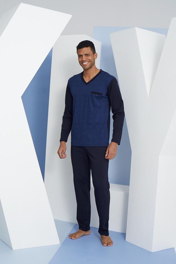 KLY 9260 Men s V Neck Long Sleeve Pajama Set Trendyol