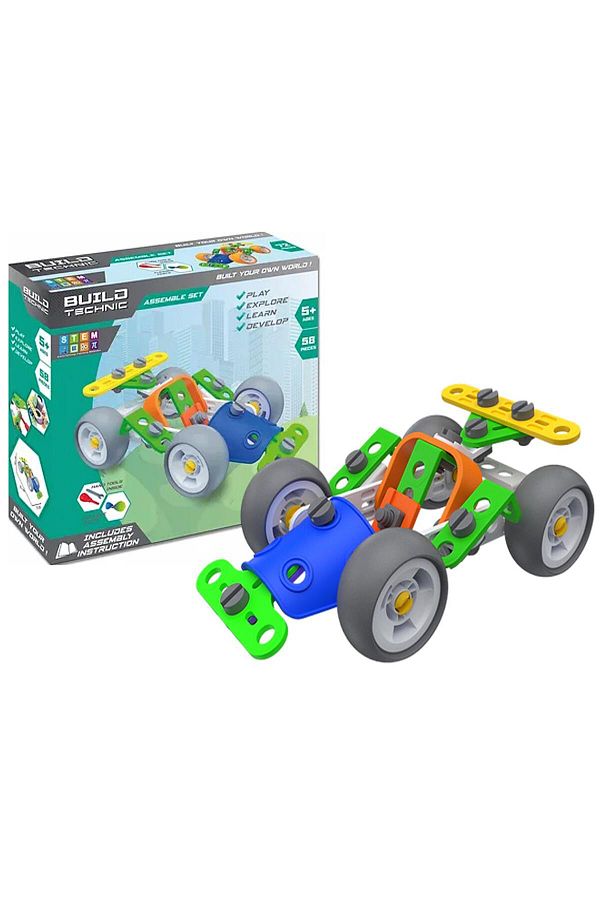 Sole-Build Technic Set, 58 Pieces Plug-in Go-kart Trolley Block Building Set 1