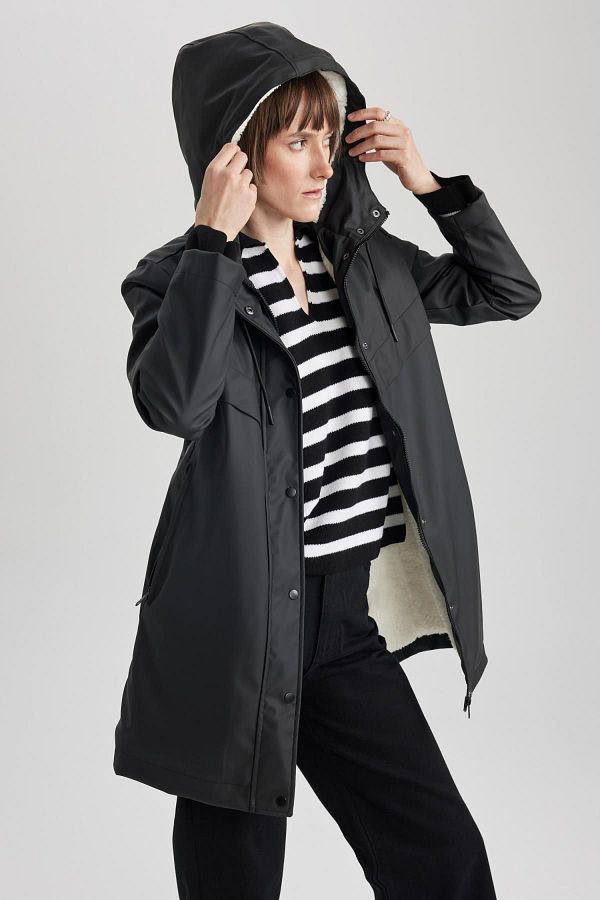 Faux fur lined raincoat clearance