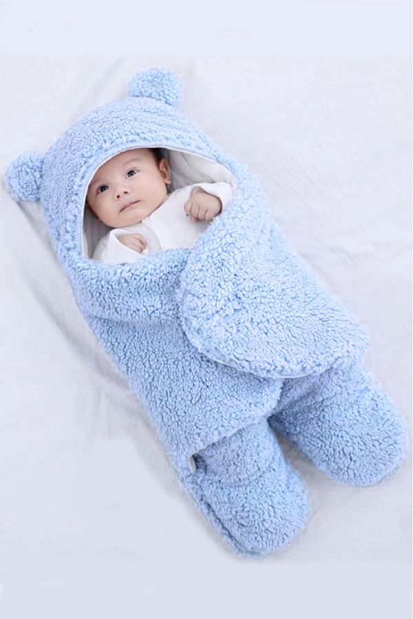 Mai Perla 0 12 Months Welsoft Baby Blanket With Ears and Outer Swaddle Trendyol