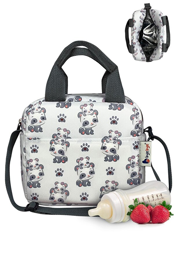 Bye Bye Beslenme Çantası Ve Termos Yemek Taşıma Çantası Omuz Askılı-gri Panda