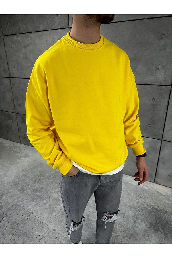 Plain yellow crew neck sweatshirt hotsell
