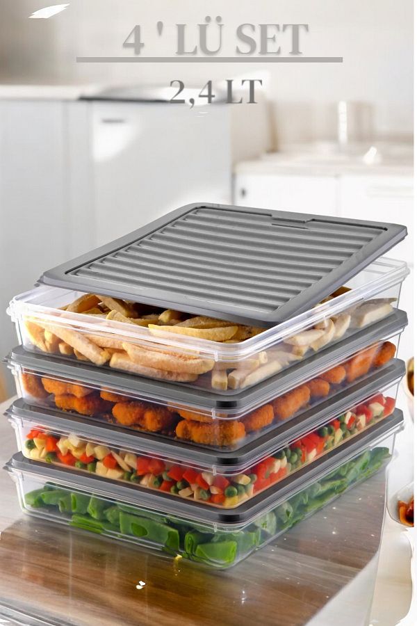 NY HOME-Freshbox Set of 4 - Gray Microwave and Diffused Storage Container 1