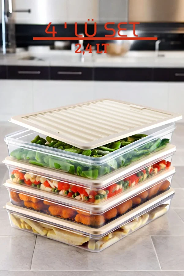 NY HOME-Freshbox Set of 4 - Cream Storage Container Suitable for Microwave and Diffraction 1