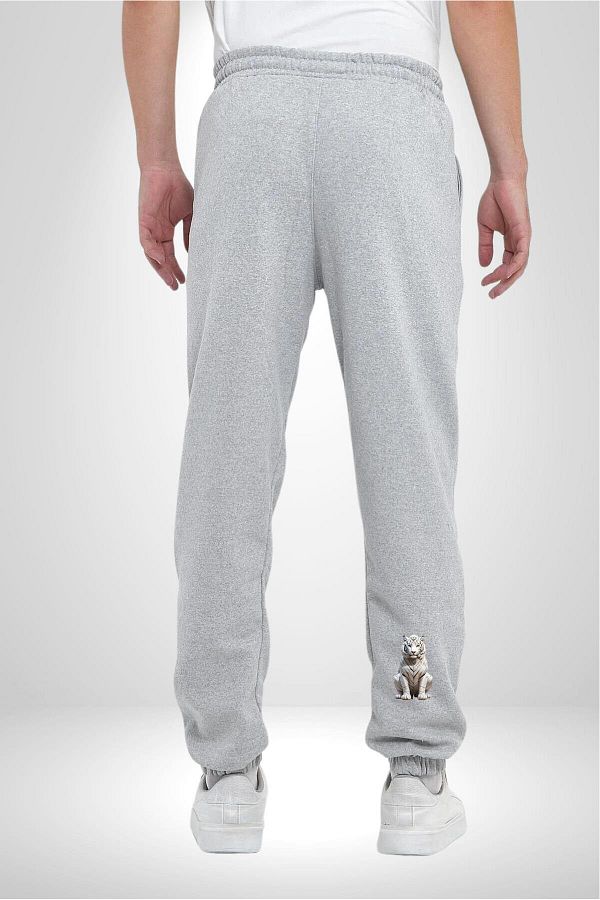 DEST GO Men s Gray Oversize Sweatpants 3 Thread White Tiger Cotton Trendyol