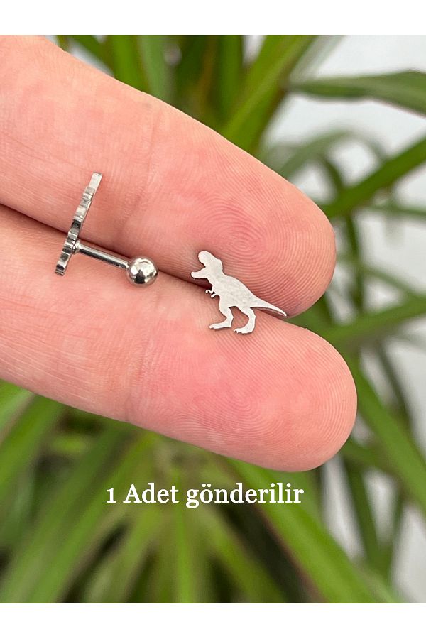 Kar nca Piercing Trex Dinosaur Silver Color Steel Tragus Forward Helix Conch Ear Piercing Cartilage Earrings Trendyol