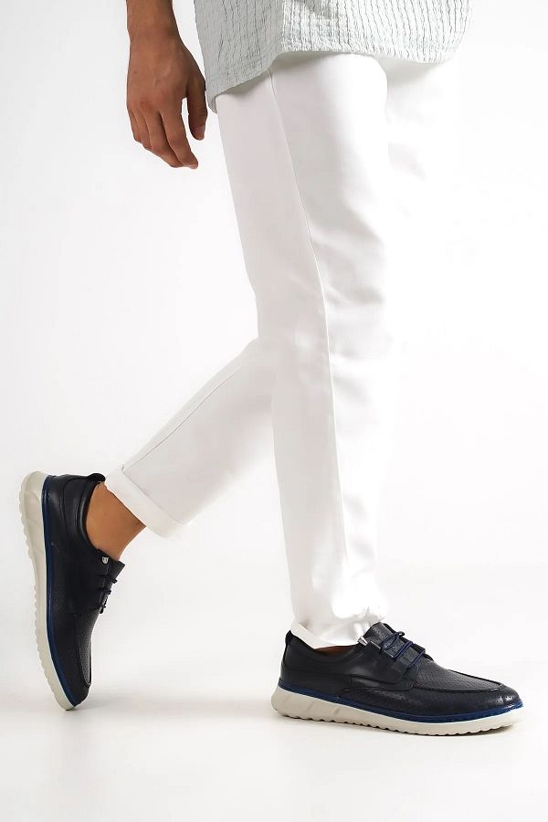 Deripabuc-Genuine Leather Navy Blue Men's Leather Casual Shoes Mrd15-6001 1