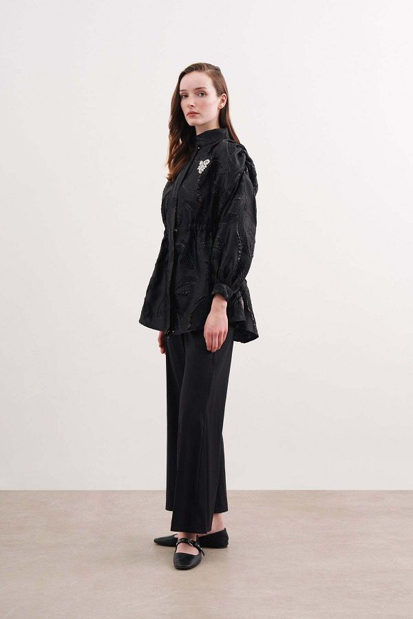 FUSHYA-Jacquard Jacket - Waist Drawstring Design 1