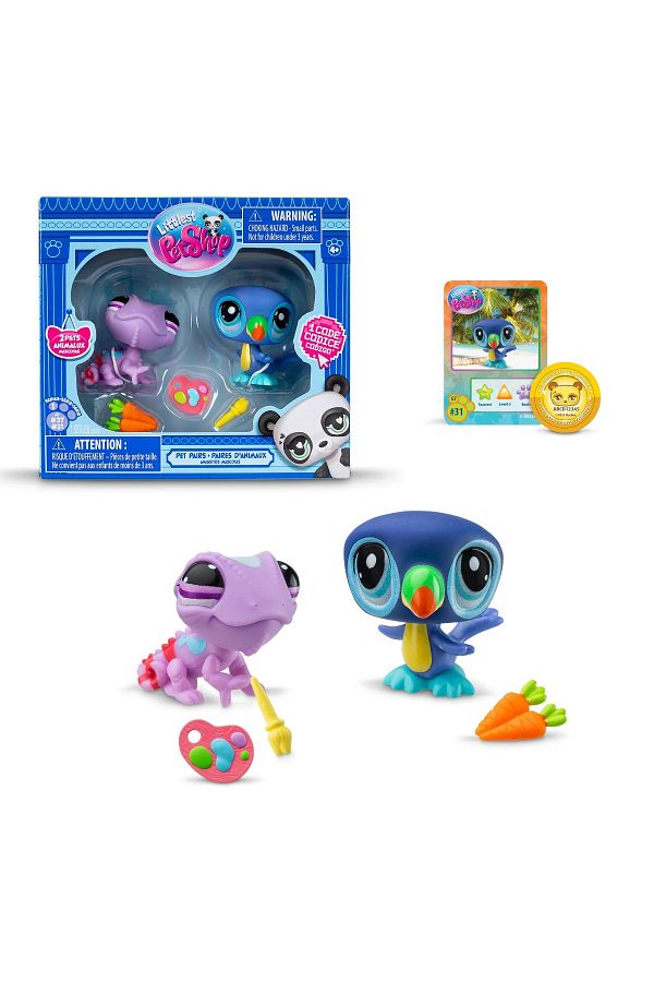 Littlest Pet Shop-Lps Minis Littlest Pet Shop - Chameleon and Toucan Bird 2-Piece Figure Set 1
