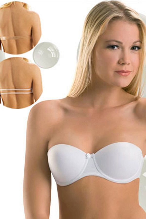 Manken-Back Transparent Strapless Half Padded Underwire Bra 1