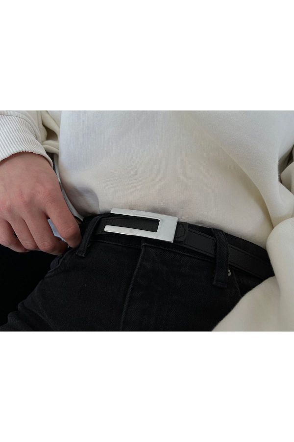 Fiori Thin Black Silver Buckle Women s Belt for Jacket Shirt and Dress Trendyol